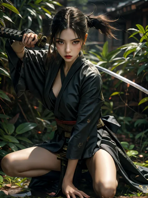 1girl,solo,holding weapon,katana, 