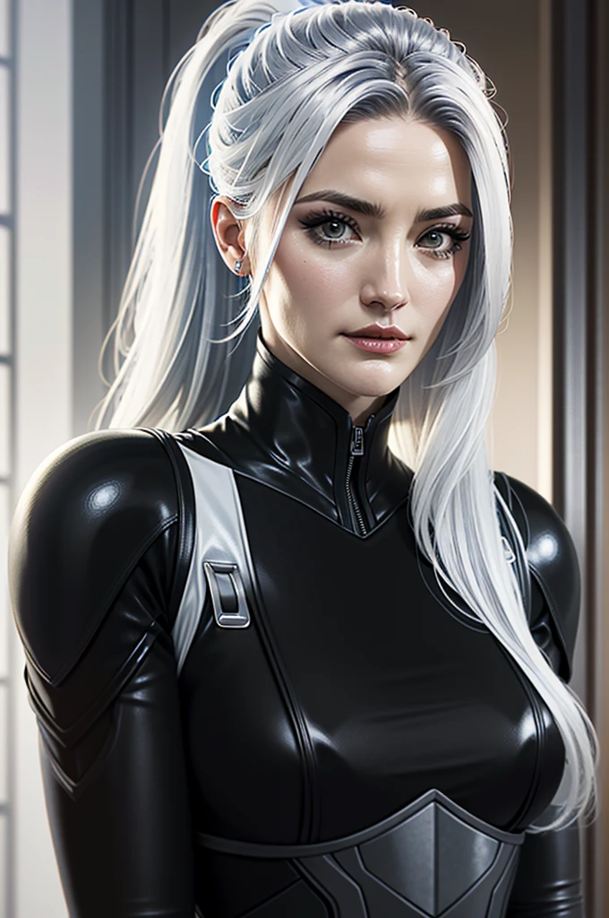 ((ultra detailed, masterpiece, absurdres))
 SpiderBlackCat,Minka Kelly , white hair, long hair, portrait