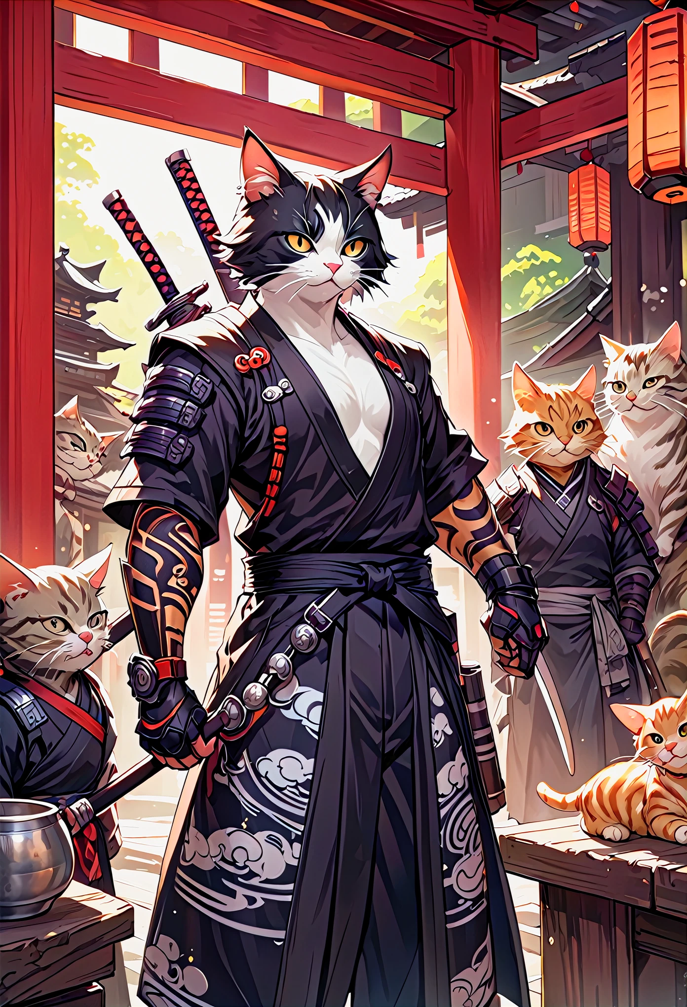 Gato preto, ronin, dark fantasy