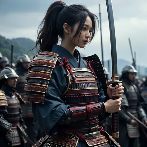 (best quality,4k,8k,highres,masterpiece:1.2), ultra-detailed, (realistic, photorealistic, photo-realistic:1.37), samurai armor, ...