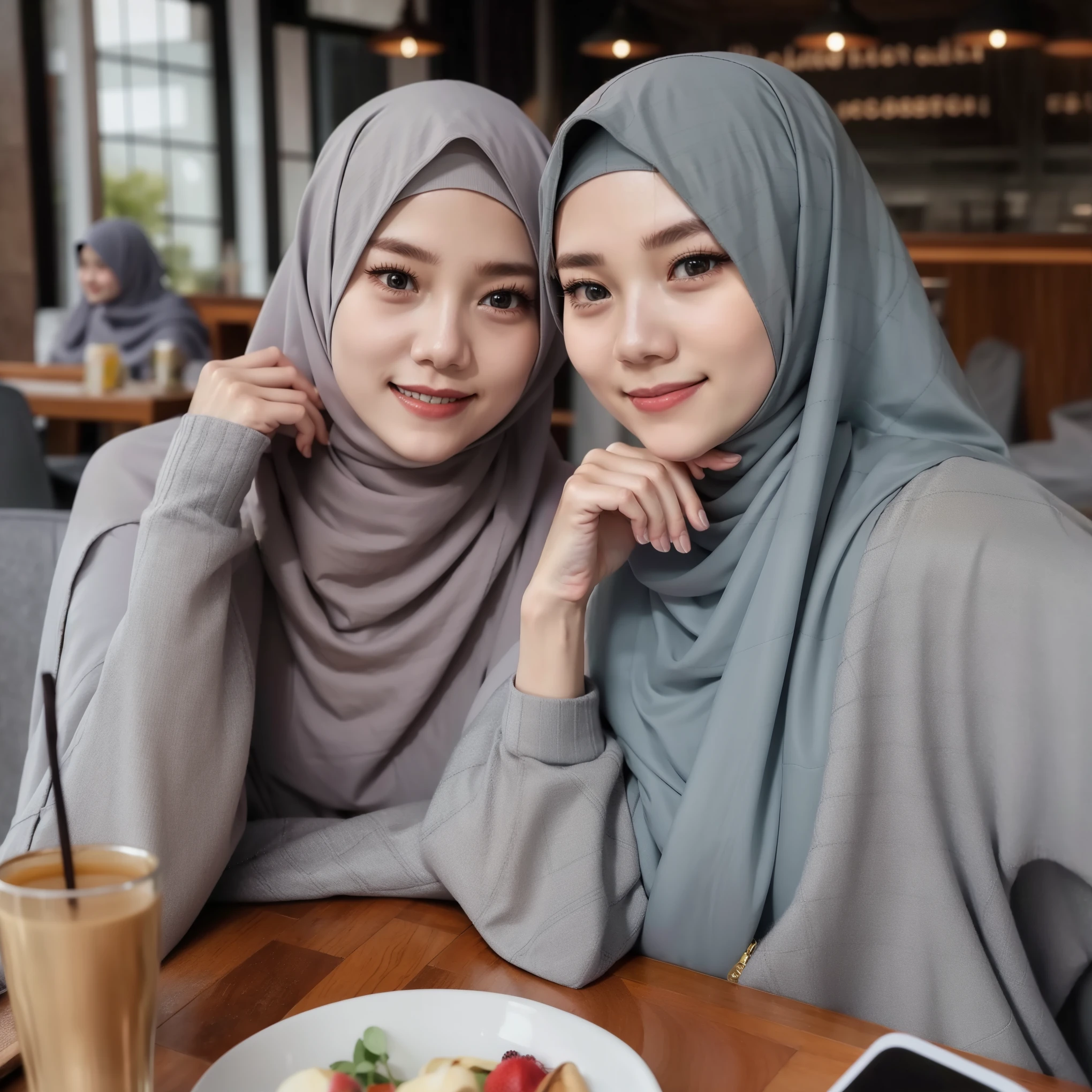 Gambar Wanita Berhijab Minum Kopi