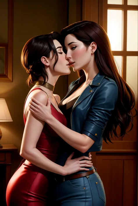 Jaime Murray and Allison Scagliotti, lesbian, touching, kissing, fondling