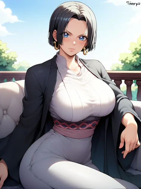 score_9,score_8_up,score_7_up,rating: general,1girl,solo, short hair,breasts,looking at viewer,blush,large breast, black hair, c...