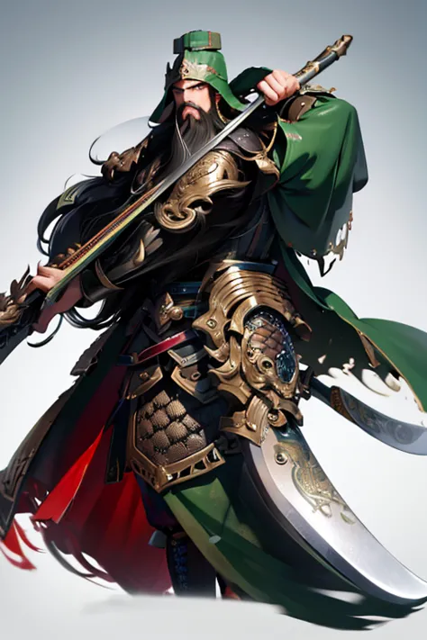 guanyu
green armor
long heavy beards
long handle blade