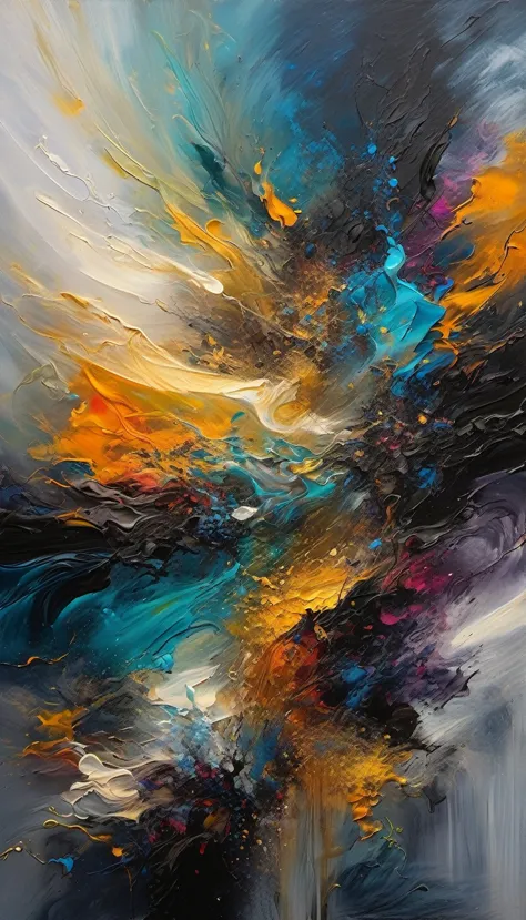 before matter took shape and light separated from darkness,abstract oil painting,beautiful contrast of light and dark,vibrant co...