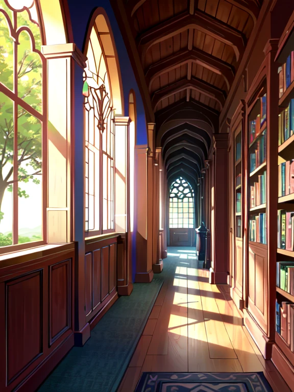 ((ultra detallado, obra maestra, absurdos))
 KH Vanitas sora, 1 chico, solo, By the chestnut, blue eyes, pelo de punta, biblioteca, sentado en alfombra, ambiente acogedor, trees can be seen from the window , warm charm