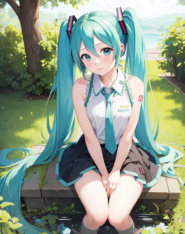 Meisterwerk, beste Qualität, 1 Mädchen, hatsune miku, Auf mich pinkeln 