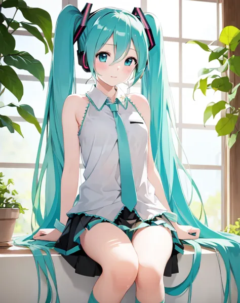 masterpiece, best quality, 1girl, hatsune miku, peeing on me