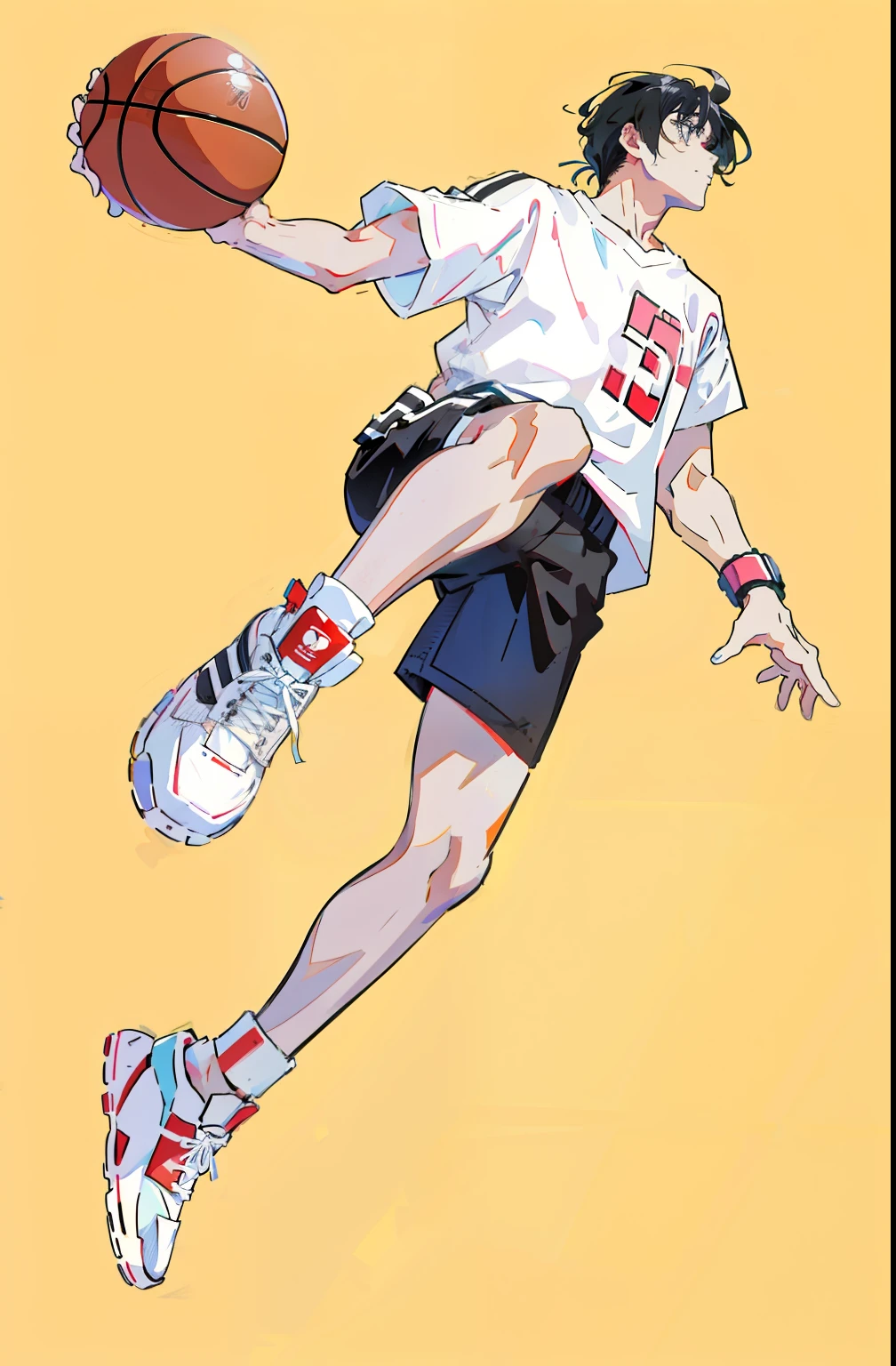 Anime character with a basketball ball in his hand and a basketball in his  hand - SeaArt AI