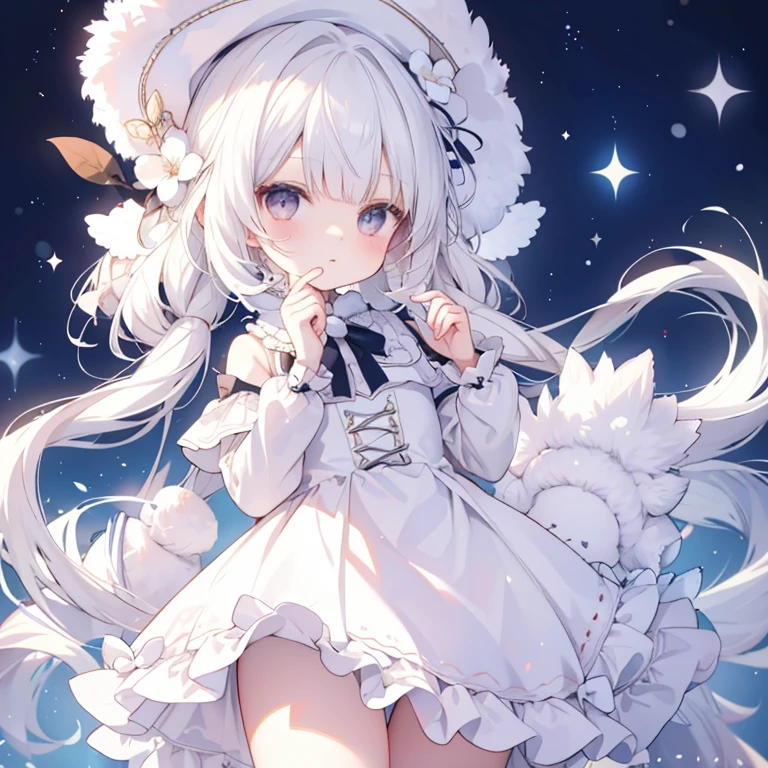 Big ，white hair，cute，loli