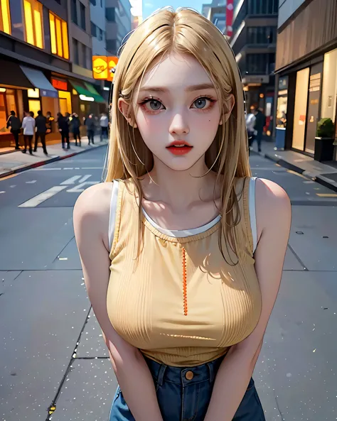 (highest quality, 8k, masterpiece: 1.3)), full body, focus sharply: 1.2, outstanding beauty: 1.4, thin abs: 1.2, (((blonde:1.2))...