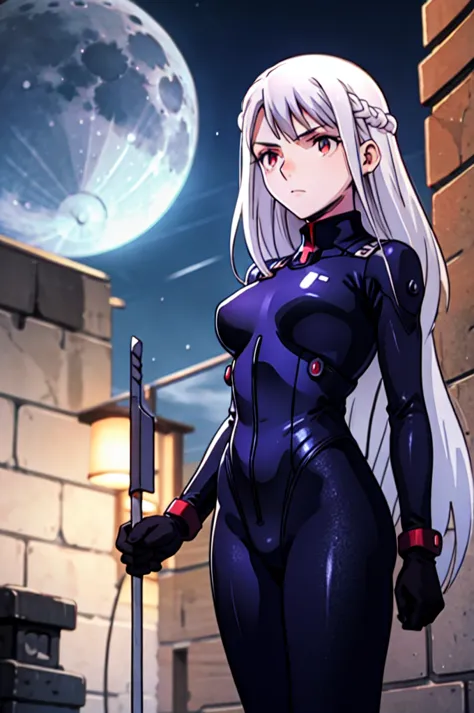  illyasviel_von_einzbern in the style of evangelion, shiny_skin, (clothe inspired by evangelion, aliens, gunbuster, gunnm, metal...