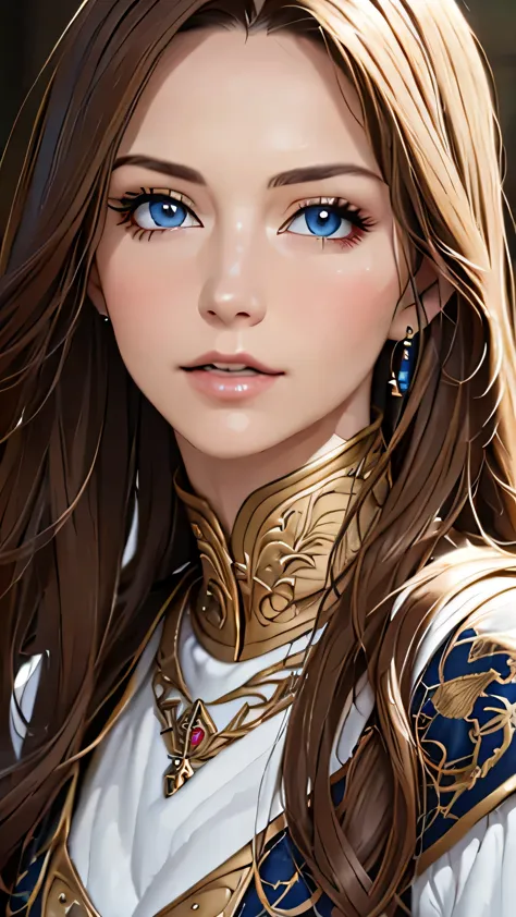 (highest quality,4k,8K,High resolution,masterpiece:1.2),Super detailed,realistic:1.37,portrait,brown hair,blue eyes,white skin,m...