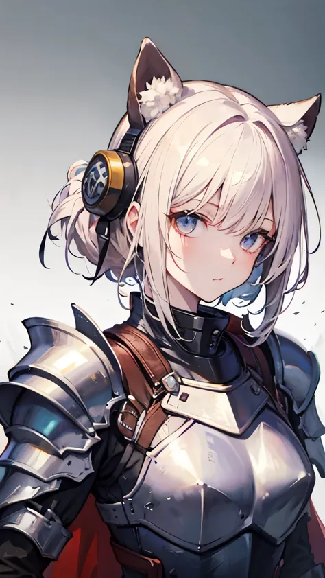 ((best quality)), ((masterpiece)), (detailed), perfect face, A top-down composition showing the upper body, a female knight wear...
