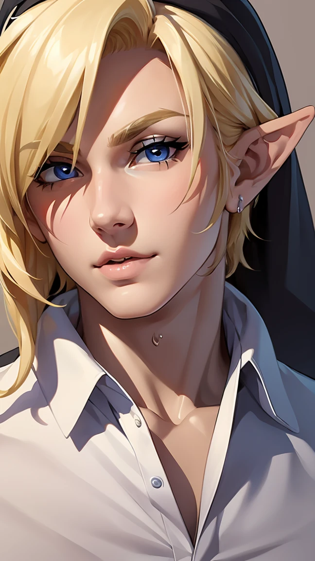 ((masterpiece)), ((best quality)), (detailed), perfect, solo, dark link, gorgeous boy, luscious lips, blonde hair, sexy,