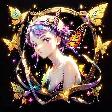 Butterfly, white background, neon butterfly, sticker, purple butterfly, graceful butterfly, glass butterfly, exquisite butterfly...