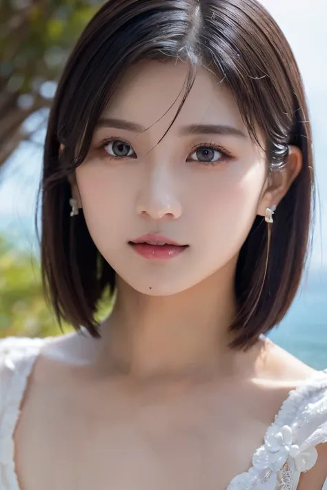 1 girl, (white underwear:1.2), beautiful japanese actress, Close-up photo of the face:1.4. Photogenic, Yukihime, long eyelashes,...