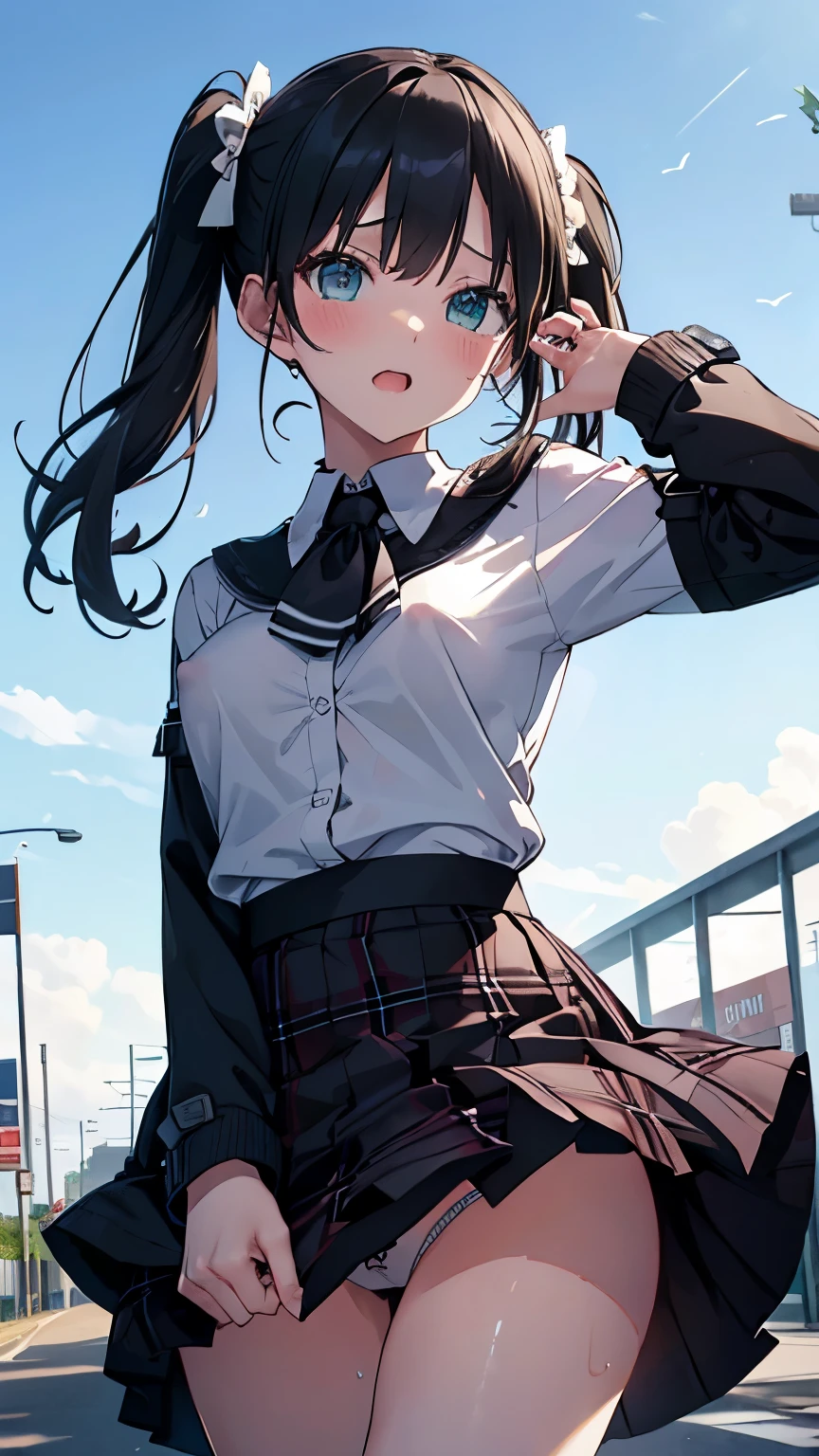 Animated White Girl Porn - Anime girl with long black hair and a white shirt posing on a street -  SeaArt AI