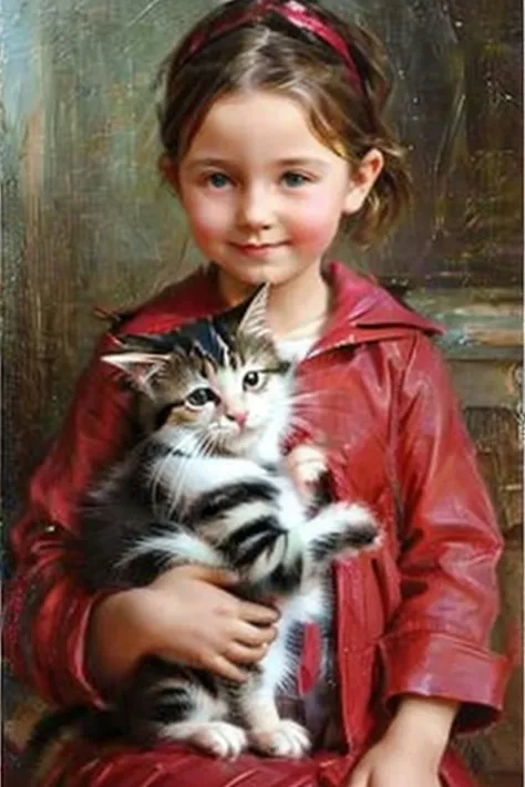 5 year old girl holding a kitten