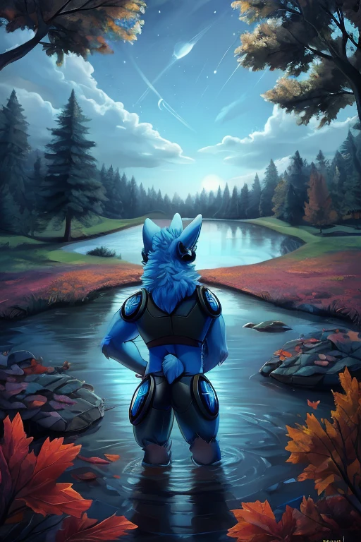 (((Light blue fur protogen))) , big chest, day, sexy, sensual, detailed, uploaded to e621, beautiful and detailed portrait of an anthropomorphic Light blue fur protogen, (((male ))) uploaded to e621, zaush, foxovh, movie lighting, , thicc, alone, ((submissive)) , close up view from above, muscular toned, muscles, muscular build, with a slight bulge in his pants of happiness, hentai, As the sun begins its descent, casting long shadows through the trees, the clouds overhead take on hues of orange and pink, reflecting the warm colors of the forest below. A gentle breeze rustles the leaves, sending them fluttering down to join the thick carpet already blanketing the path. The air is crisp and cool, carrying the earthy scent of fallen leaves and damp soil.
Through the trees, you can glimpse a small stream, its waters reflecting the colors of the sky. The gurgling sound of the water adds a peaceful melody to the scene. Perhaps a small wooden bridge crosses the stream, its planks worn smooth by time and weather.
As dusk deepens, the forest comes alive with the sounds of nocturnal creatures. Owls hoot softly in the distance, while crickets chirp their rhythmic tune. A family of deer might cautiously emerge from the undergrowth, their eyes reflecting the fading light.
High above, a flock of geese honks as they fly in formation, heading south for the winter. The first stars begin to twinkle in the darkening sky, promising a clear night to come. The scene is a perfect blend of serenity and the vibrant beauty of the changing seasons.
Is there anything else you'd