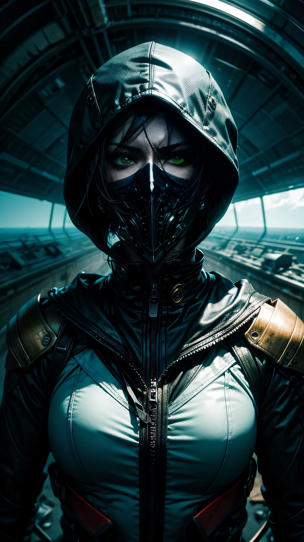 Suffocating Agoraphobia, upper body, single focus, enigmatic beauty, Agoraphobia-inspired attire, suffocating mask, (overwhelming expanse backdrop: 1.4), (crippling fear of open spaces: 1.3), enigmatic features, suffocating aura, [depth of field, dim lighting, oppressive vastness foreground, dread-filled ambiance], Suffocating Agoraphobia, paralyzing presence, (trapped in fear), (screaming in open spaces: 1.2), intricate details, enhanced lighting.
