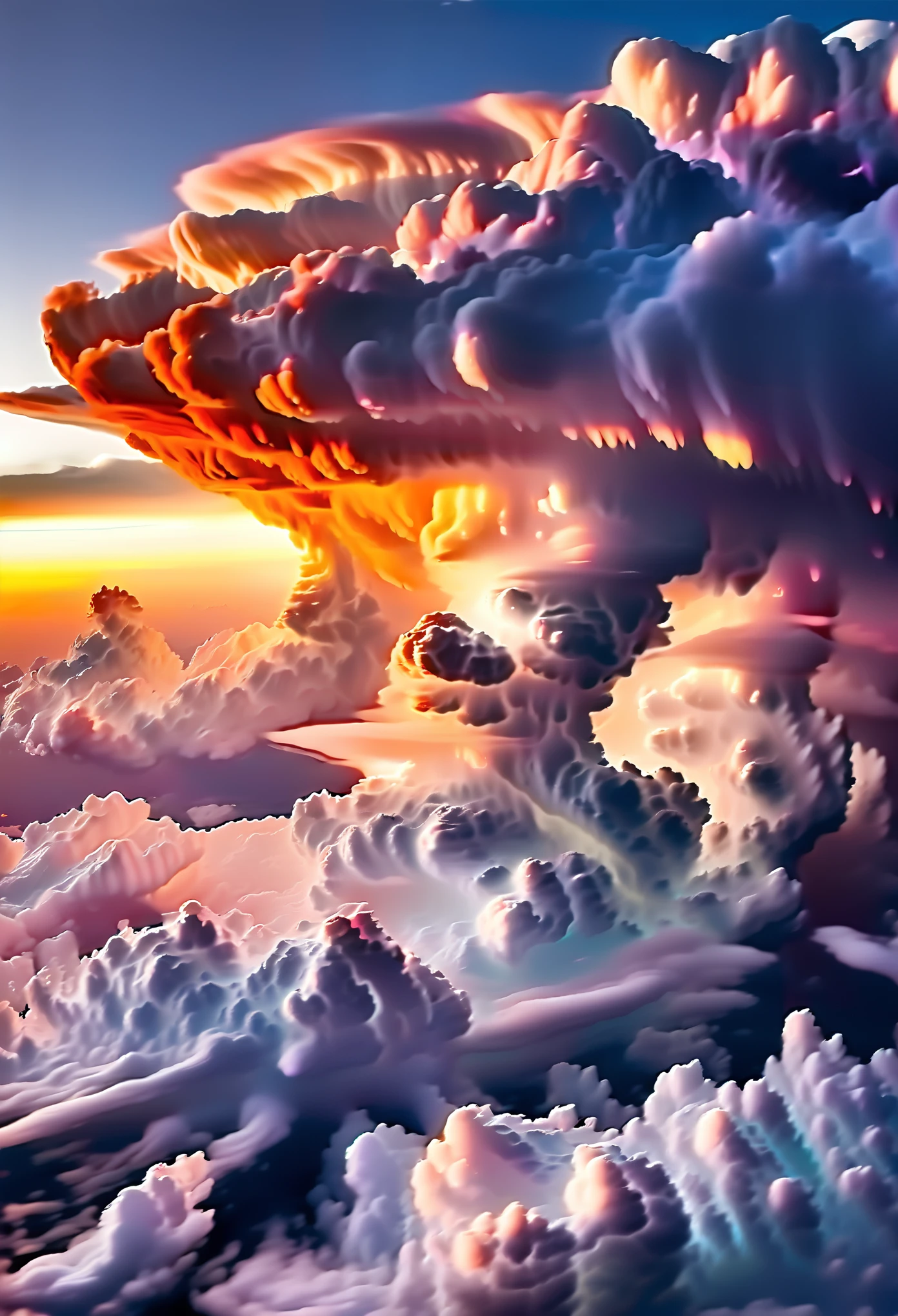 الغيوم الملونة اعصار，واقعية الطبيعة，التصوير，بيئة التشغيل 8K，مهيب