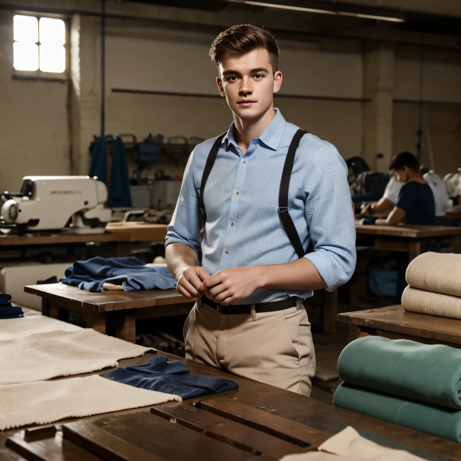 This same young Englishman, now older working in a textile factory in England