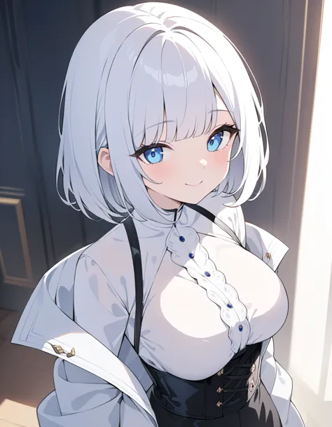 (highest quality)), ((masterpiece)), (be familiar with), perfect face((highest quality)）cute,beautiful girl,pure white hair,bang...