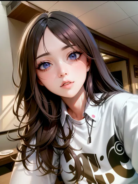 there is a woman that is taking a selfie with her cell phone, realistic artstyle, realistic anime artstyle, realistic anime 3 d ...