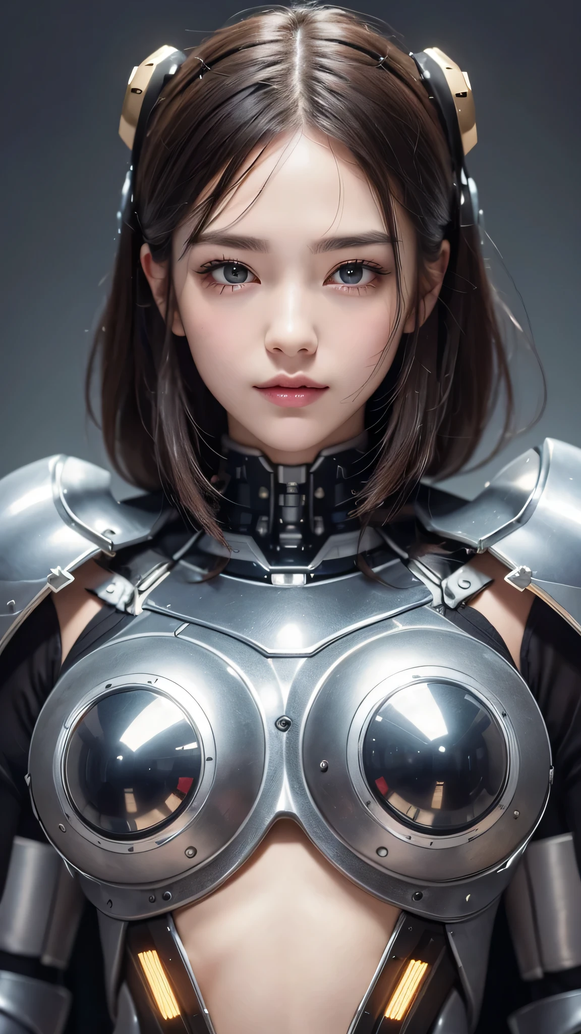 highest quality ,masterpiece, figure, very delicate and beautiful, very detailed ,cg ,unity ,8k wallpaper, wonderful, finely, masterpiece,highest quality,official art,very detailed cg unity 8k wallpaper,disorganized, incredibly disorganized, Super detailed, High resolution, very detailed,beautiful detailed girl,light shines on your face, 1 girl, Mecha, armor, Mechanical_body, black hair, spaceship, city, cyber punk, star_null,