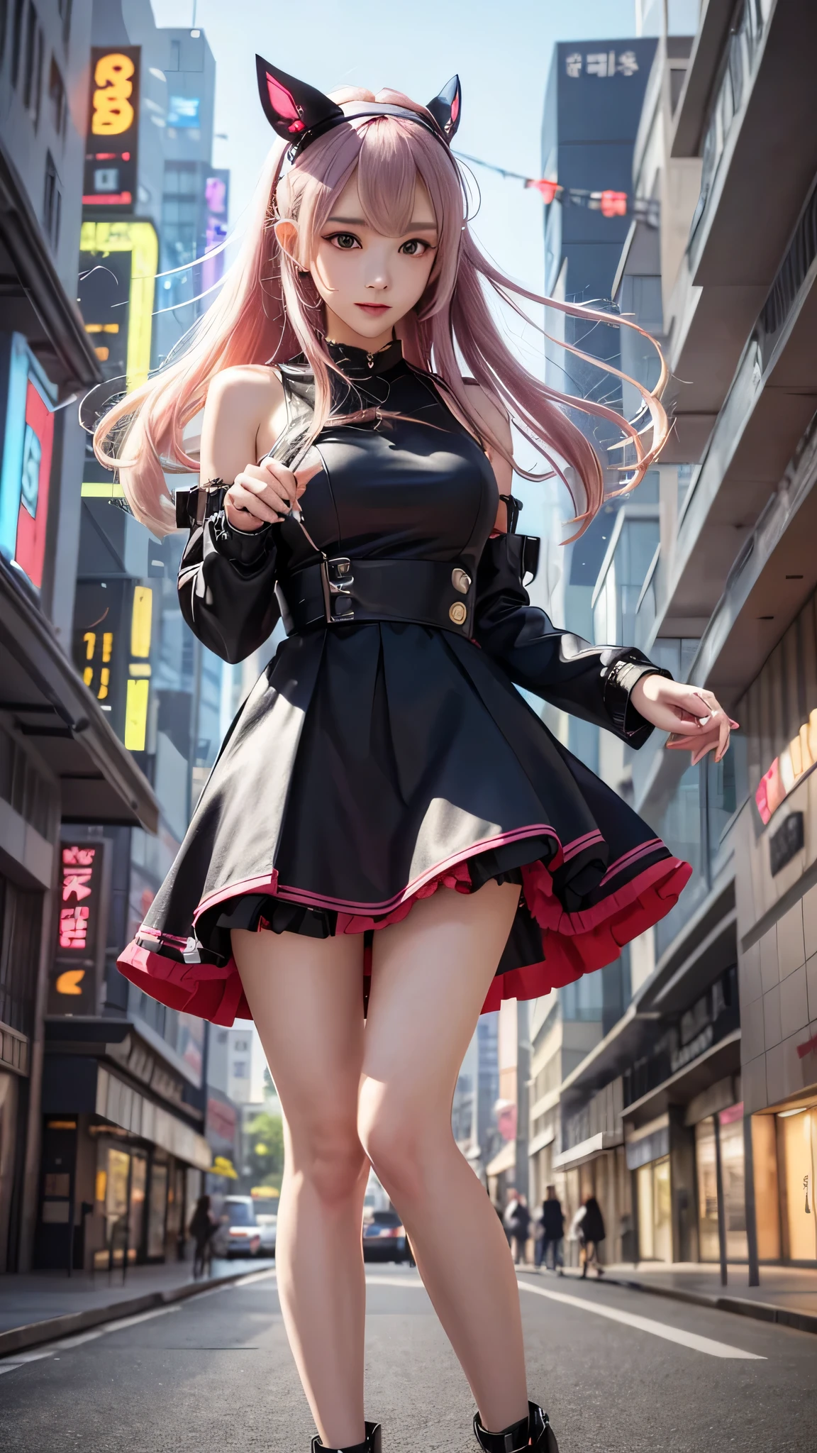 Anime-Mädchen mit Kleid und Stirnband steht vor einem Gebäude, digital cyberpunk anime art, Digital Cyberpunk - Anime Art, anime cyberpunk art, cyberpunk anime girl, cyberpunk anime girl mech, Anime-Stil 4K, Bestes Anime 4K Kona-chan-Hintergrundbild, Cyber-Highschool-Mädchen, cyberpunk anime art, Porträt Anime Weltraum Kadett Mädchen, zukünftiges Anime-Mädchen, dreamy cyberpunk girl