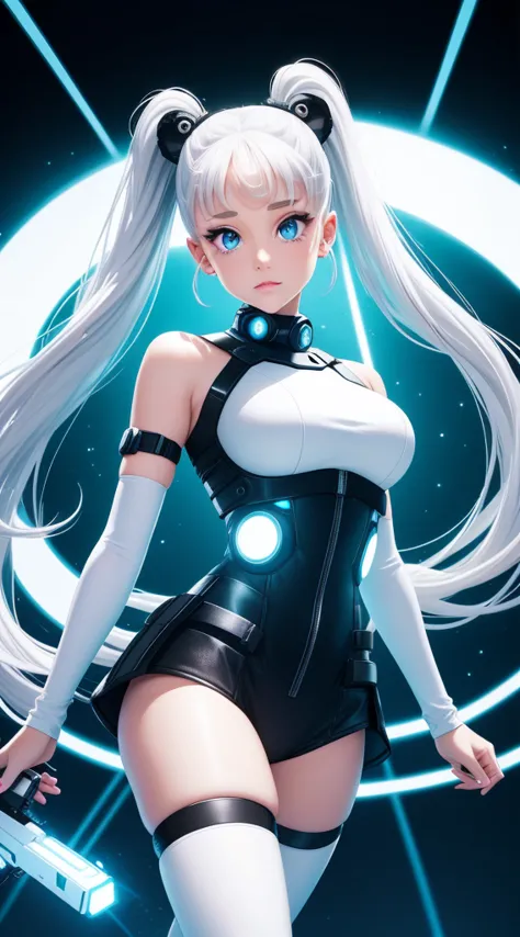 ponytail full body internet girl. ariana grande face. the bright white color indicates that she is a cyber girl holding a white ...