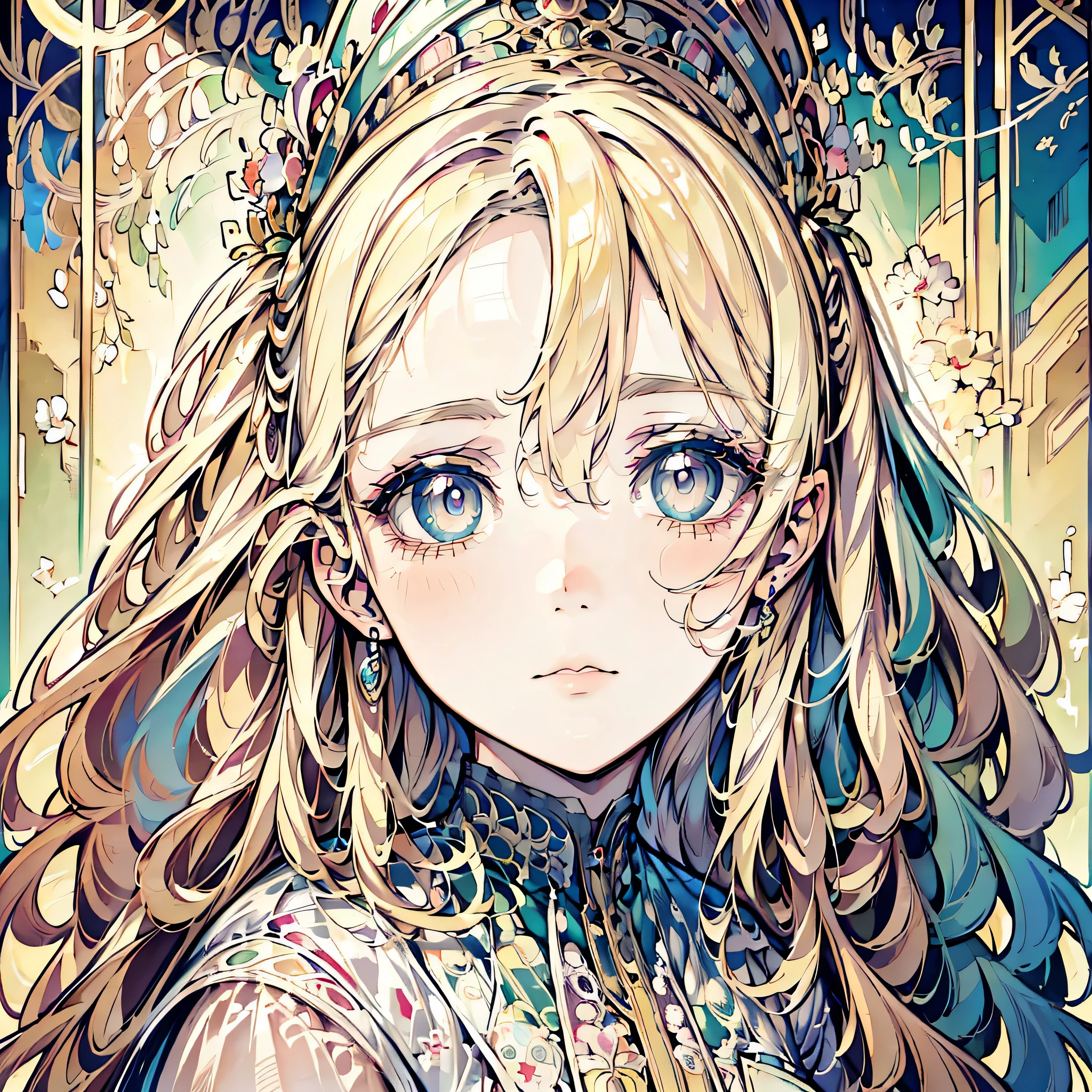 A girl with long blonde hair and blue eyes wearing a crown - SeaArt AI