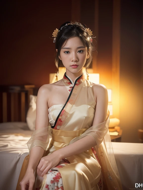 1girl, ((very transparent) Hanfu qipao), (erotic_), ((focuss closeup face)), pretty young (Asian) (Asian) (masterpiece), top Asian model, (aphrodite goddess), (small breast), very best quality detailed face:1.5, privium room, (8k HD graphic, (soft and chill light), best quality detailed ultra highres:1.2 dynamic lighting, artstation, winner photography, volumemetricslighting),