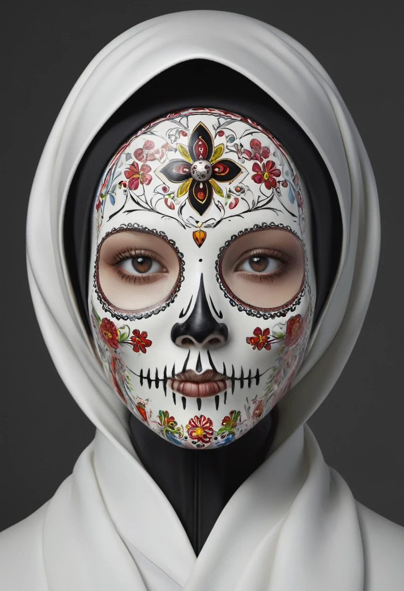 Digital art in the estilo of Patrick Demarchelier. Freira matryoshka, ossos do crânio. estilo. 32 mil. Hiperdetalização., foco nitído, foto de estúdio, ultra hd, realista, cores vivas, Altamente detalhado, caneta e tinta, composição perfeita, linda, detalhada, intrincada, insanamente detalhada, tendência de renderização de octanas no artstation, Fotografia artística 8K, photorealista concept art, luz perfeita cinematográfica volumétrica natural suave.