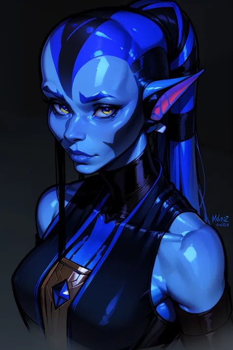 twi'lek detailed portrait, blue skin