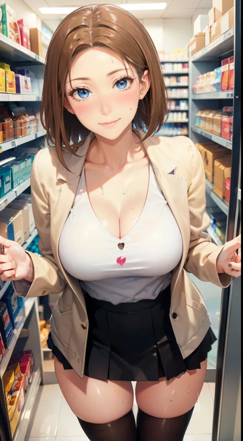 (be familiar with, masterpiece, highest quality, Complex),

cowboy shot, Kyoka Tachibana,

big breasts, 
1 girl, alone, At a convenience store,
cute eyes, beautiful face, perfect round butt, 
fit and body, female pervert,

The jacket is a cute thin shirt, ...