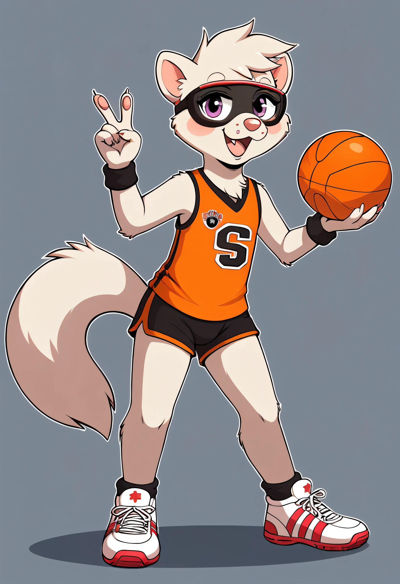 Generate a sports mascot based on a ferret playing with a ball