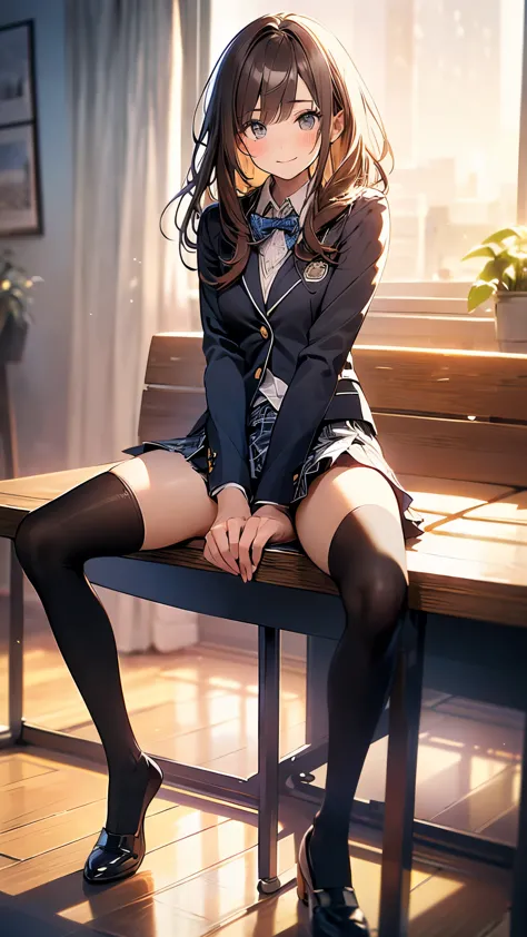 ((masterpiece, highest quality, High resolution, 超High resolution, pixel perfect, Depth of written boundary, 4k, RTX, human development report))), 1 girl, single, alone, beauty、see the whole body、 ((long hair, Short Liuhai, reddish brown hair)), ((blue eyes, beautiful eyelashes, realistic eyes)), ((detailed face, blush:1.2)), ((smooth texture:0.75, lively质感:0.65, lively:1.1, Anime CG style)), medium breasts, perfect body,  smile, attractive way to sit, Brewing tea in a teapot, (The wind blows my hair，bare shoulders、expose her breasts、black tights) , It snows heavily at night、(((show panties:1.3)))、((((M-shaped spread legs:1.4))))
、first-class, masterpiece, High resolution, (Full body diagram from head to toe), front, frontやや下からの構図, symmetry, 18 year old tall girl, alone, (whole body from head to toe), (small breasts), Unkempt brown hair, bangs, ((black tights)),( (black pantyhose)),(White luxury lingerie), (sit with legs spread), (squatting pose), (Composition showing white panties), (her legs spread、I can see white pants.), (I was made to sit on the floor with my legs apart..), ((((M-shaped spread legs)))), thin legs, A very beautiful and tall 18 year old girl, (not wearing shoes), blush, shy big eyes, looking at camera, (((blazer uniform, plaid pleated skirt)))、Please sit across from me、((Vulgarity)),