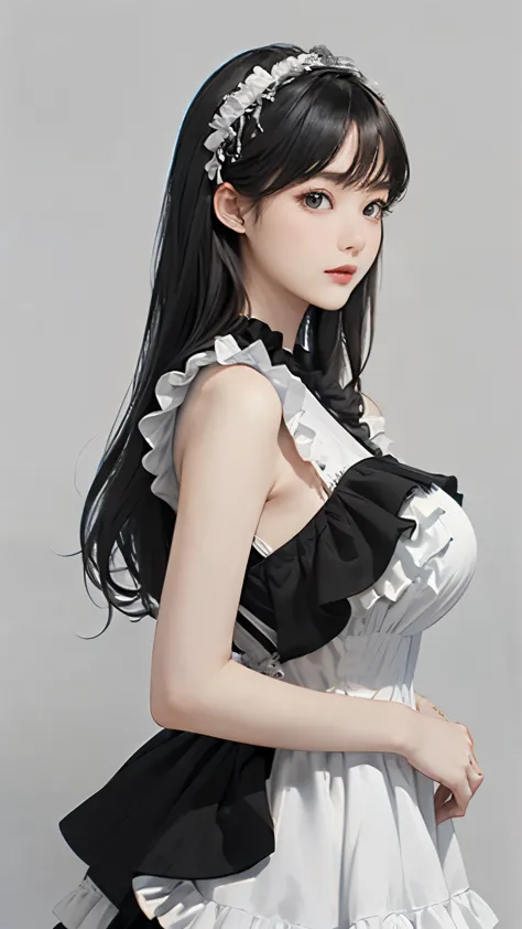 (((Masterpiece))),((top quality)),one beautiful girl,bangs、(long hair:1.5)、(((big breasts)))、23 years old、(Gorgeous white, grey ...
