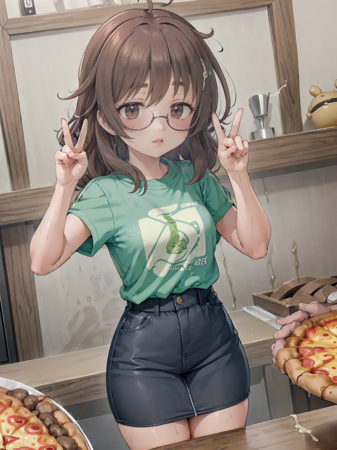 Nicht für die Arbeit geeignet,(super schöne Illustration,8k CG-Hintergrundbild,beste Qualität,extrem detailliert,ultrahohe Auflösung,beste Ästhetik),(Cowboy-Schuss,von vorne),idolmaster, {{{hina araki}}}, (20 Jahre alt, schönes Mädchen, Süßes Mädchen), (Schöne braune Augen), (schöne orangefarbene Haare), (((kurzes Haar))), (welliges Haar), (nasse Haare), (nasse Haut), (Schweiß), (Dampf), (Flache Truhen, große Brüste), (nude), (wet, Schweiß:1.3), (Gläser), Esszimmer, Bukkake, Samen, (auf den Körper abspritzen:1.8, Sperma aufs Haar:1.8, Sperma im Gesicht:1.6, Sperma auf Pizza:1.8), (((Pizza essen))), (eat Samen), (offene Münder), (böses Lächeln), (Versuchungen), (Zunge rausstrecken),(Gut fühlen), (erröten), (idol), Pizzakarton auf einen Tisch stellen,(Friedenszeichen:1.5),