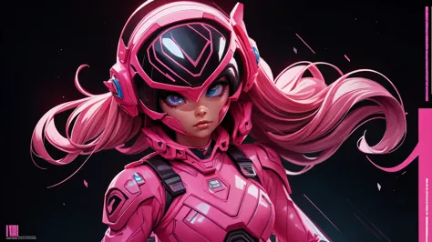 Portrait of a futuristic pink Power Ranger from space, fashion, editorial, fotografia editorial, capa de revista, 4k, boneca, in...