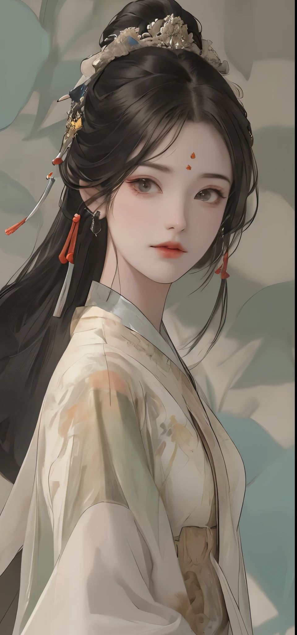 a girl, Chinese clothing, （（（face close-up）））, Sunlight, （（Clear face））, clean white background, masterpiece, Super details, epic work, ultra high definition, high quality, Very detailed, official art, 8k wallpaper, Super details, 32k