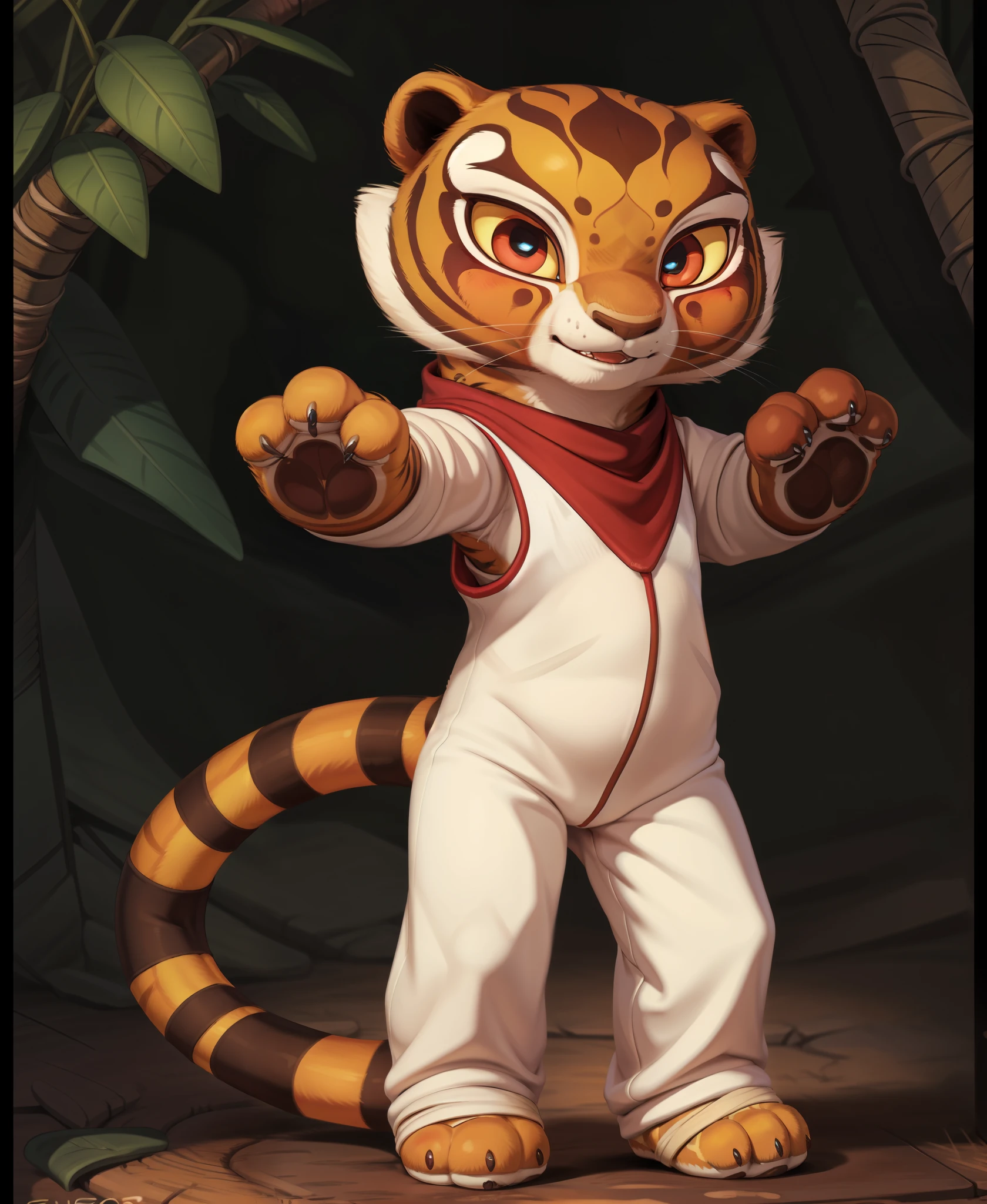 Master tigress,round pupils,2d, slender, woman, young, small tail - SeaArt  AI