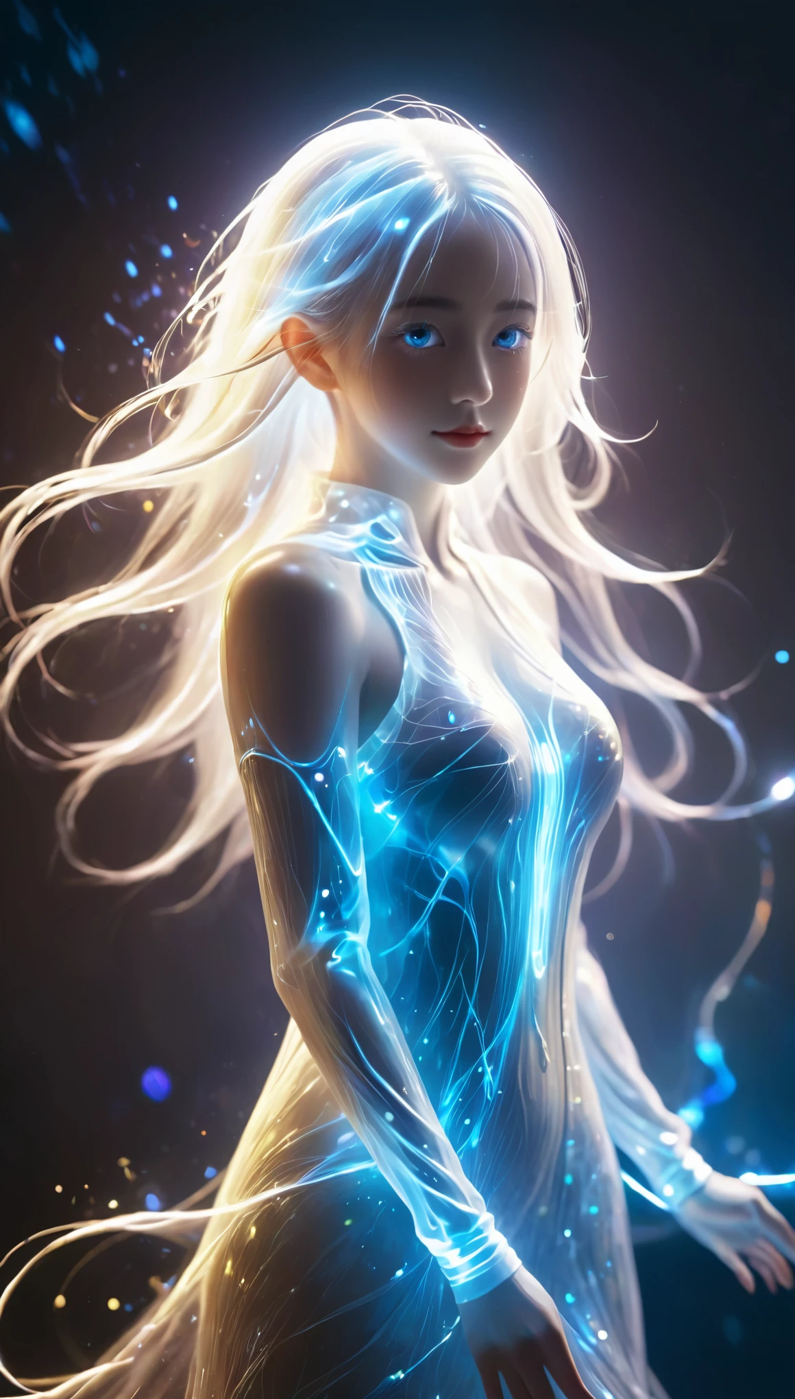 bailing_particles,bailing_lines,Lines of light,Particles of Light,A girl made of particles,white hair,halter_dress,1girl,bailing_light element,translucent luminous body,a girl made of light,
((Dark)),epic,8k,fantasy,ultra detailed,Magic,((hood)),(hoodie),((((hair over one eye)))),casting spell,blackhole,menancing,((glowing eyes)) ((BLUE eyes)),((glowing)),((Bloom)),magnificent,Masterpiece,absurdres,best quality,standing,1girl,human,evil,evil grin,apocalypse,destruction,end of the world,crazy eyes,Crazy,psycothic,looking down,superior,(sadistic),((demoniac)),spear,spectral,ghostly,circle,rim,rim light,crescent,abyssal,Shorts,groin,hip bones,hip lines cowboy shot,Magic Circle,excessive energy,scifi,abyssaltech,dark energy,ethereal,dissolving,see-through,abyss,antitech,scifi,pure energy,thighs,