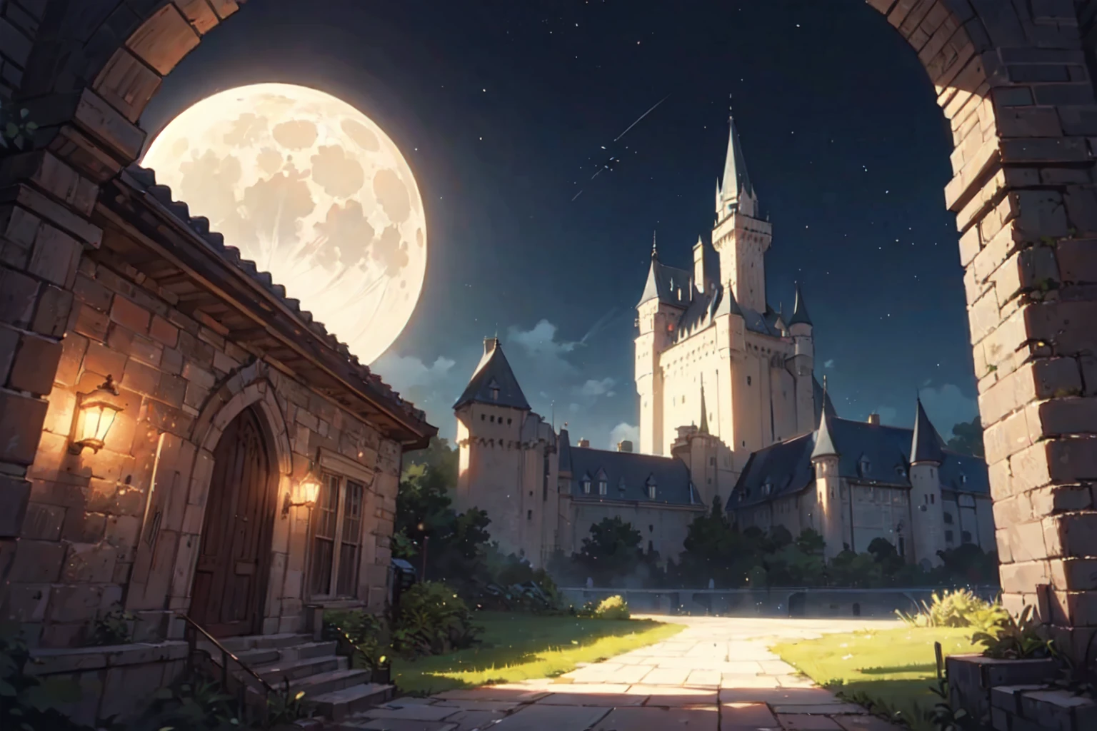 (no human), background, hogwarts, (detailed castle:1.3), ancient castle, stone walls, in the room, open space, night, moon right, regal atmosphere, 8k artistic photography, perfect composition, trending pixiv fanbox, style of makoto shinkai and studio ghibli, ultra hd, realistic anime, vivid colors, highly detailed, UHD drawing, pen and ink, beautiful detaile, photorealistic concept art, soft natural volumetric cinematic perfect light, only background