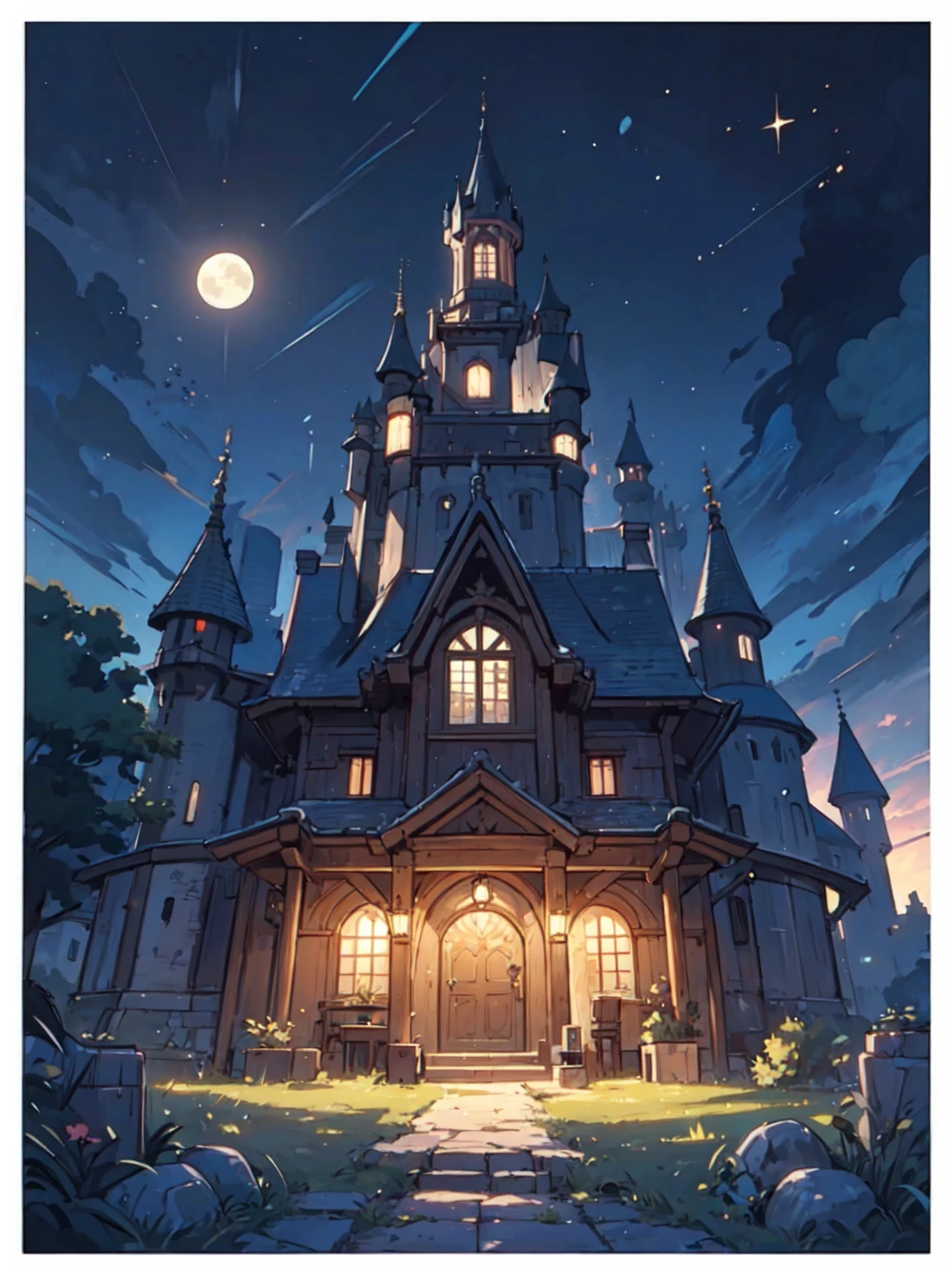 (no human), background, hogwarts, (detailed castle:1.3), ancient castle, stone walls, in the room, open space, night, moon right, regal atmosphere, 8k artistic photography, perfect composition, trending pixiv fanbox, style of makoto shinkai and studio ghibli, ultra hd, realistic anime, vivid colors, highly detailed, UHD drawing, pen and ink, beautiful detaile, photorealistic concept art, soft natural volumetric cinematic perfect light, only background