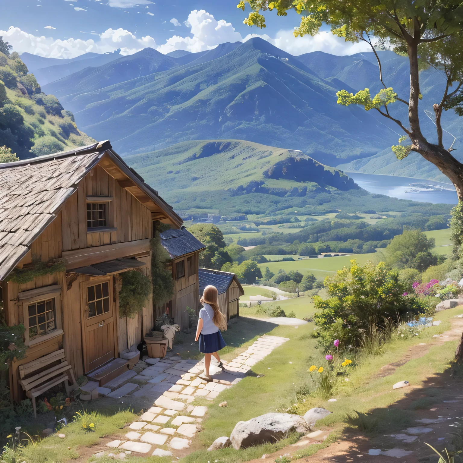 Shiba Inu Girl Countryside Landscape(((
A tall mountain)))