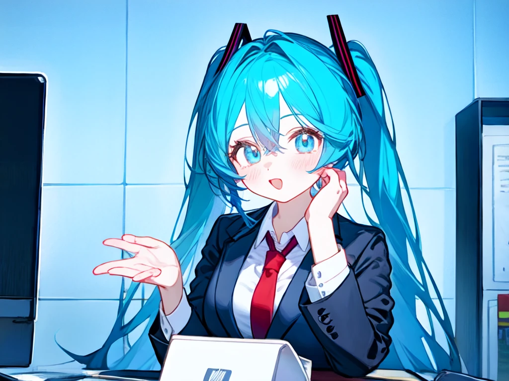 Miku em um terno de negócios 