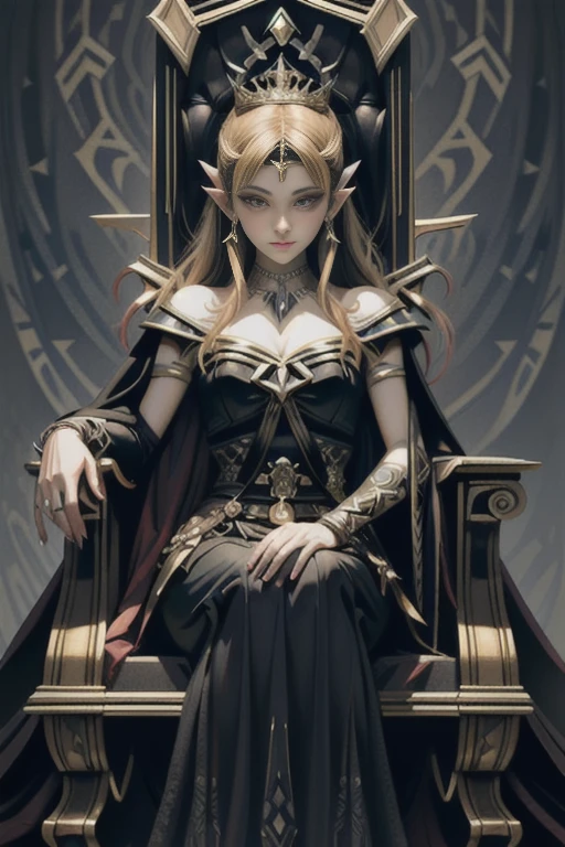 Extremely realistic shading, extremely detailed, photorealistic, lore accurate, Princess Zelda, in the throne,